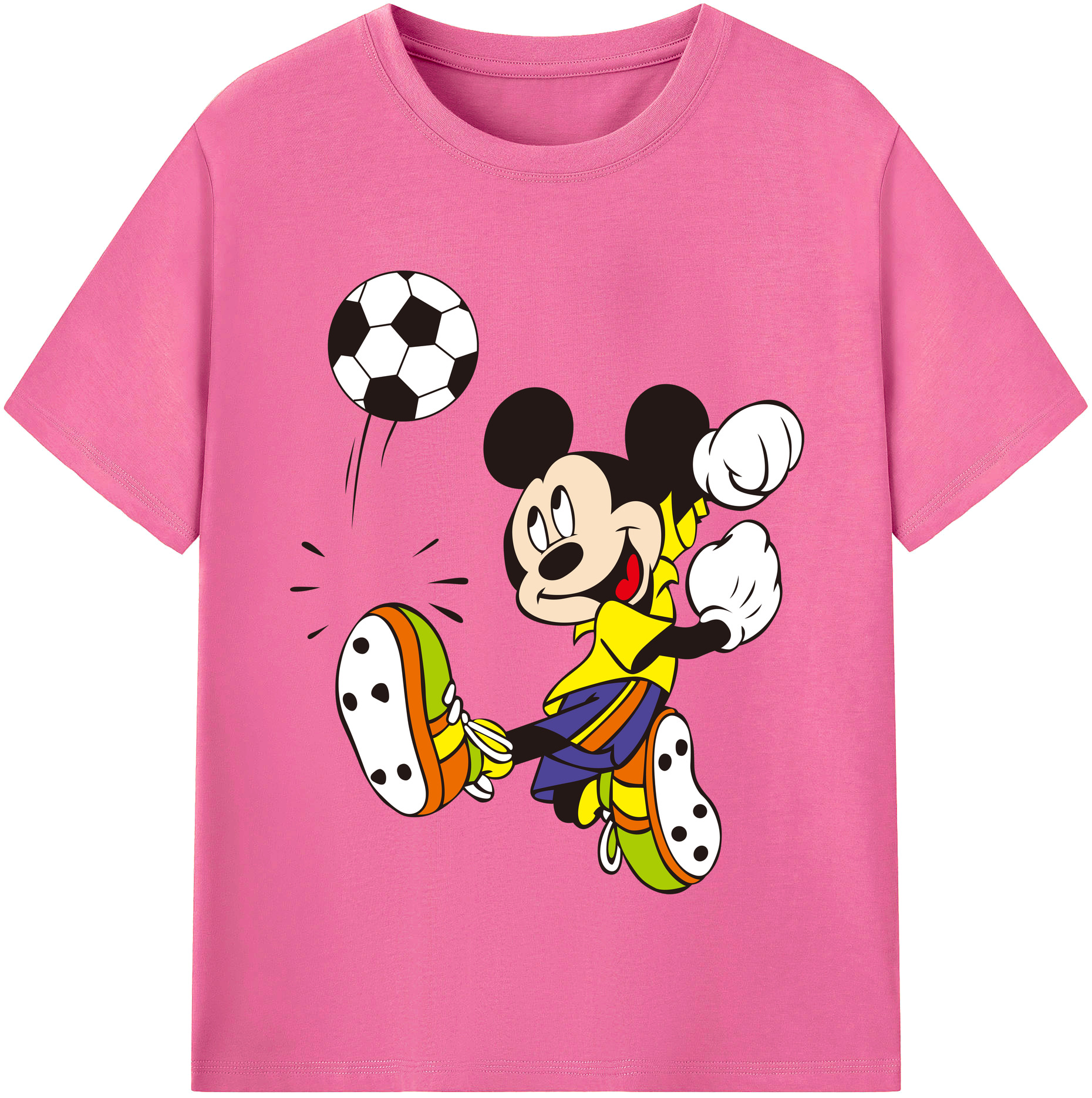 （画像用） ミッキーマウス Mickey Mouse レディースカジュアルプリントTシャツ（綿100％）